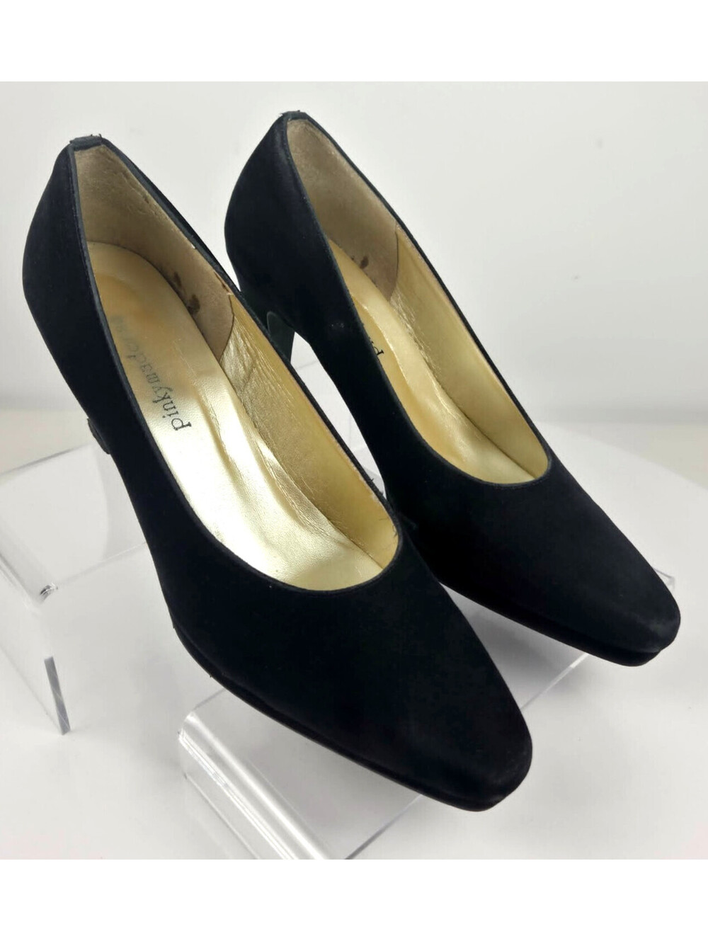 PinkyMadonia Black Suede Pumps Made in Japan Vintage Heels Size 23.5